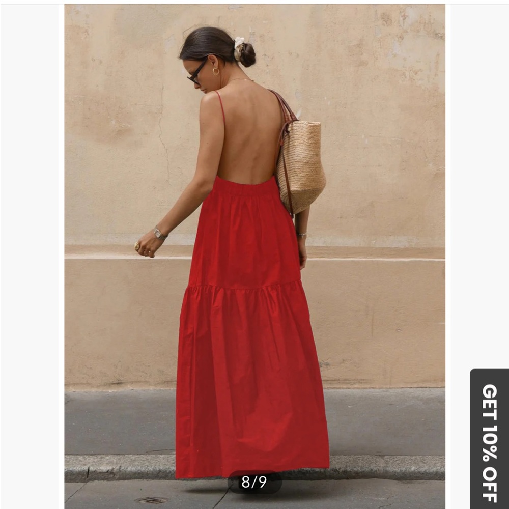 Red Maxi Low Back Dress